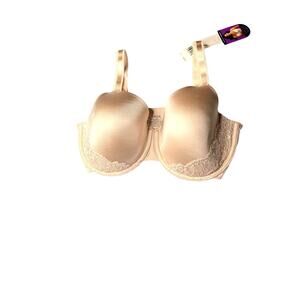 Olga bra NEW size 42D beige lace detail underwire smooth T-shirt